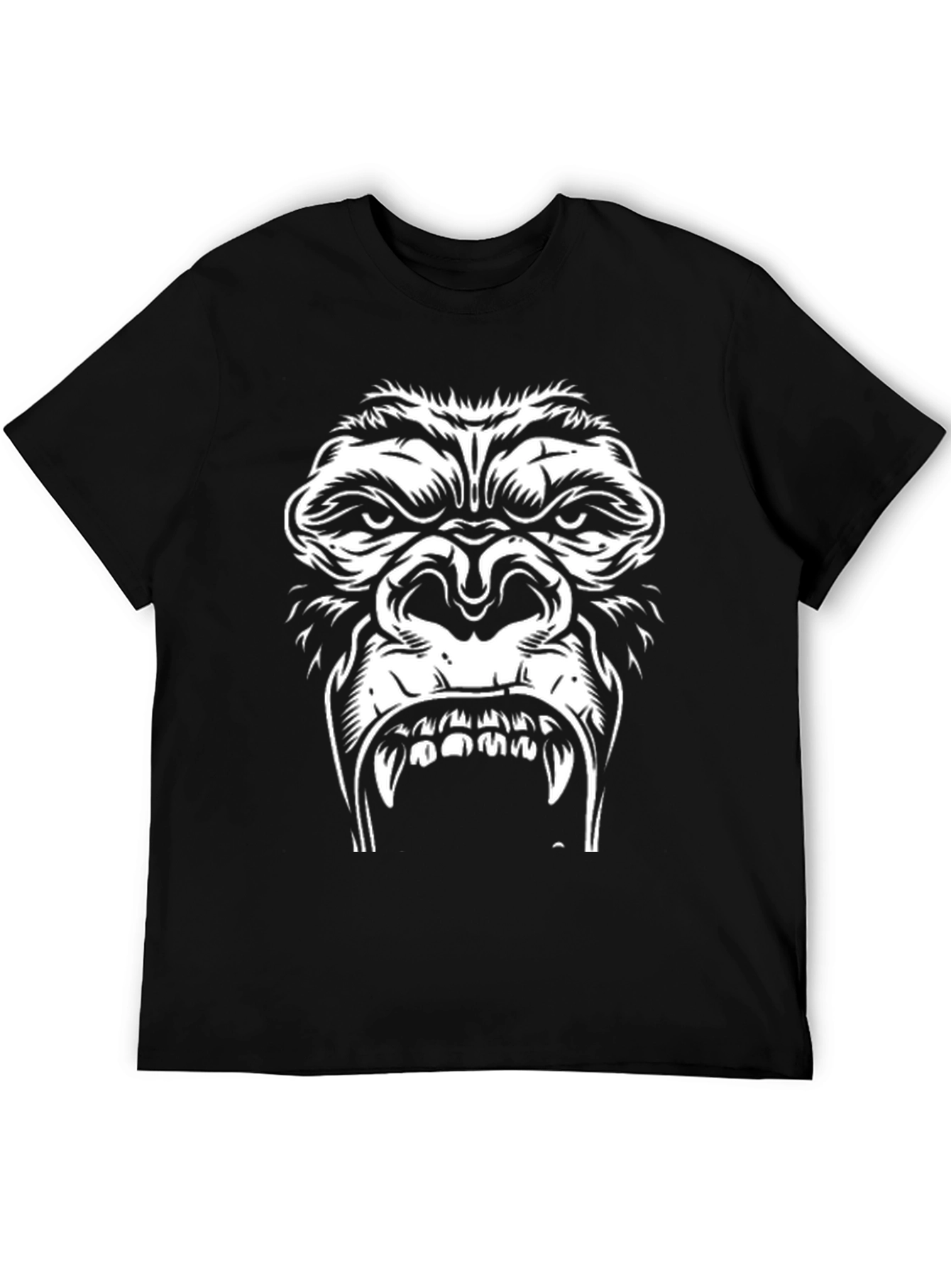 Angry Gorilla Graphic Tee - Black Cotton T-Shirt