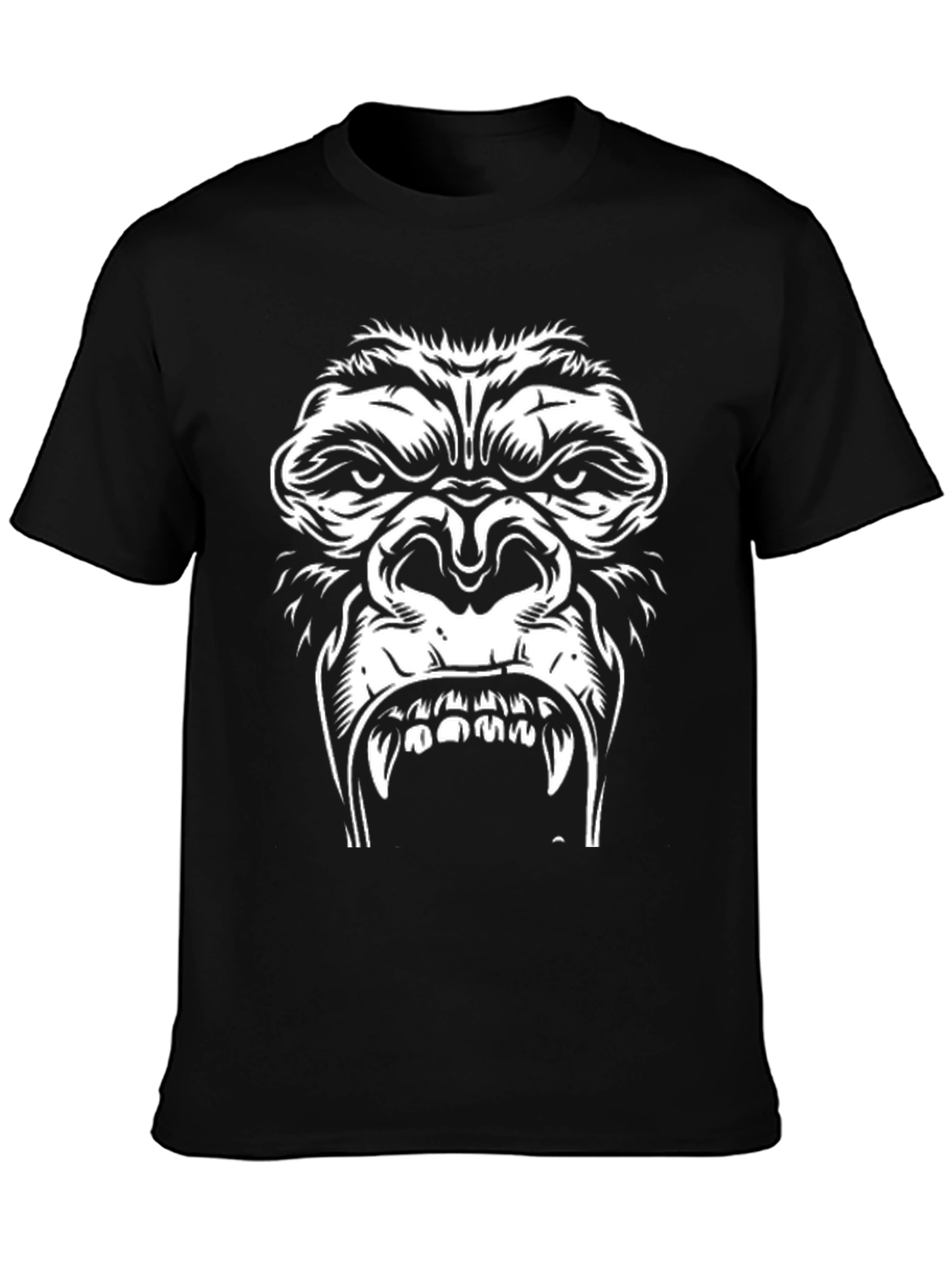 Angry Gorilla Graphic Tee - Black Cotton T-Shirt