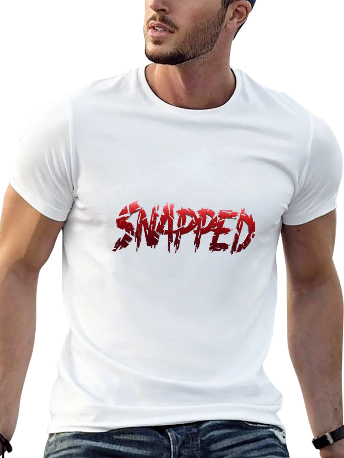Snapped Red Graphic Print Black T-Shirt