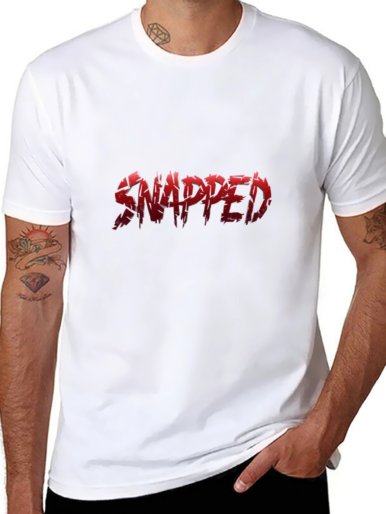 Snapped Red Graphic Print Black T-Shirt
