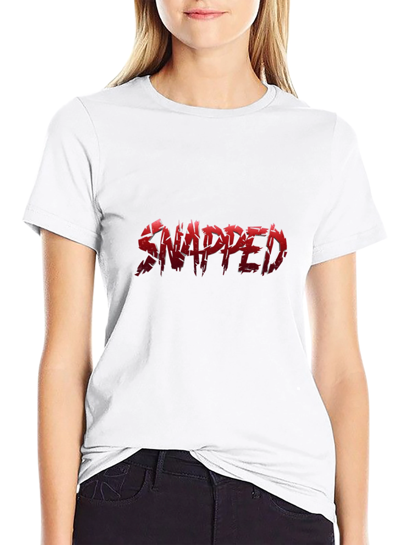 Snapped Red Graphic Print Black T-Shirt