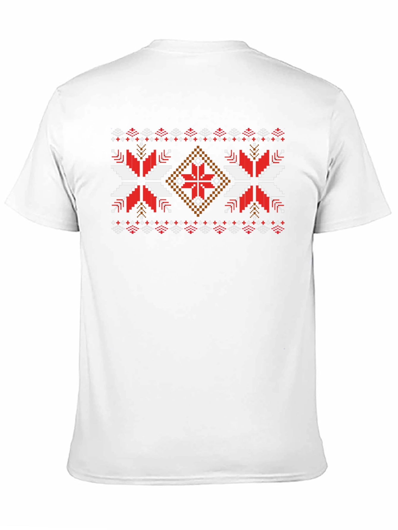 Pixel Art Pattern Tee - Red & White Design