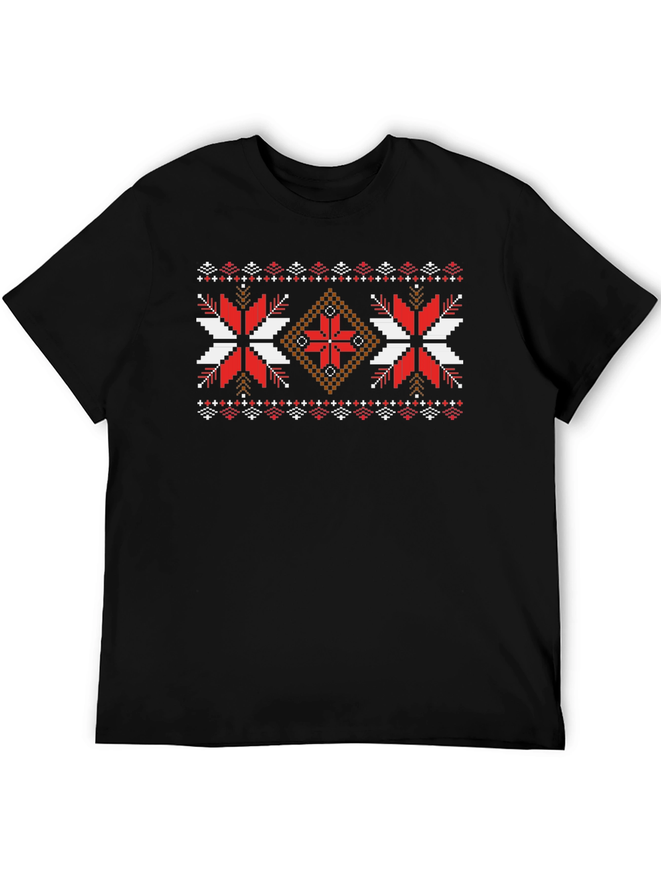 Pixel Art Pattern Tee - Red & White Design