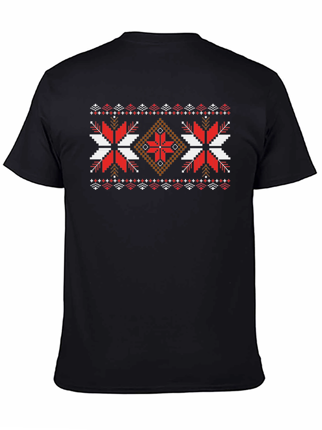 Pixel Art Pattern Tee - Red & White Design