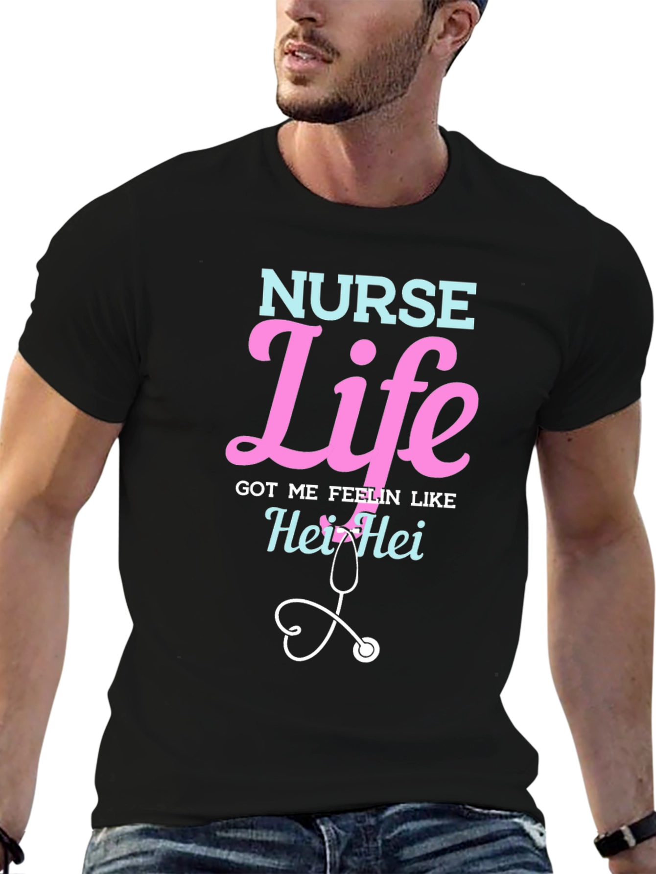 Nurse Life T-Shirt - Hei Hei Stethoscope Graphic