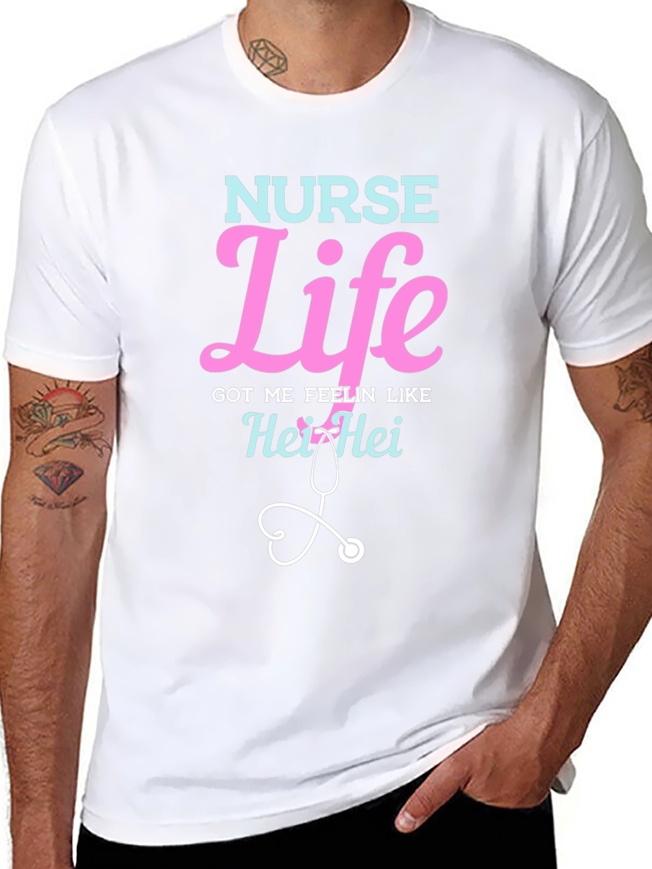 Nurse Life T-Shirt - Hei Hei Stethoscope Graphic