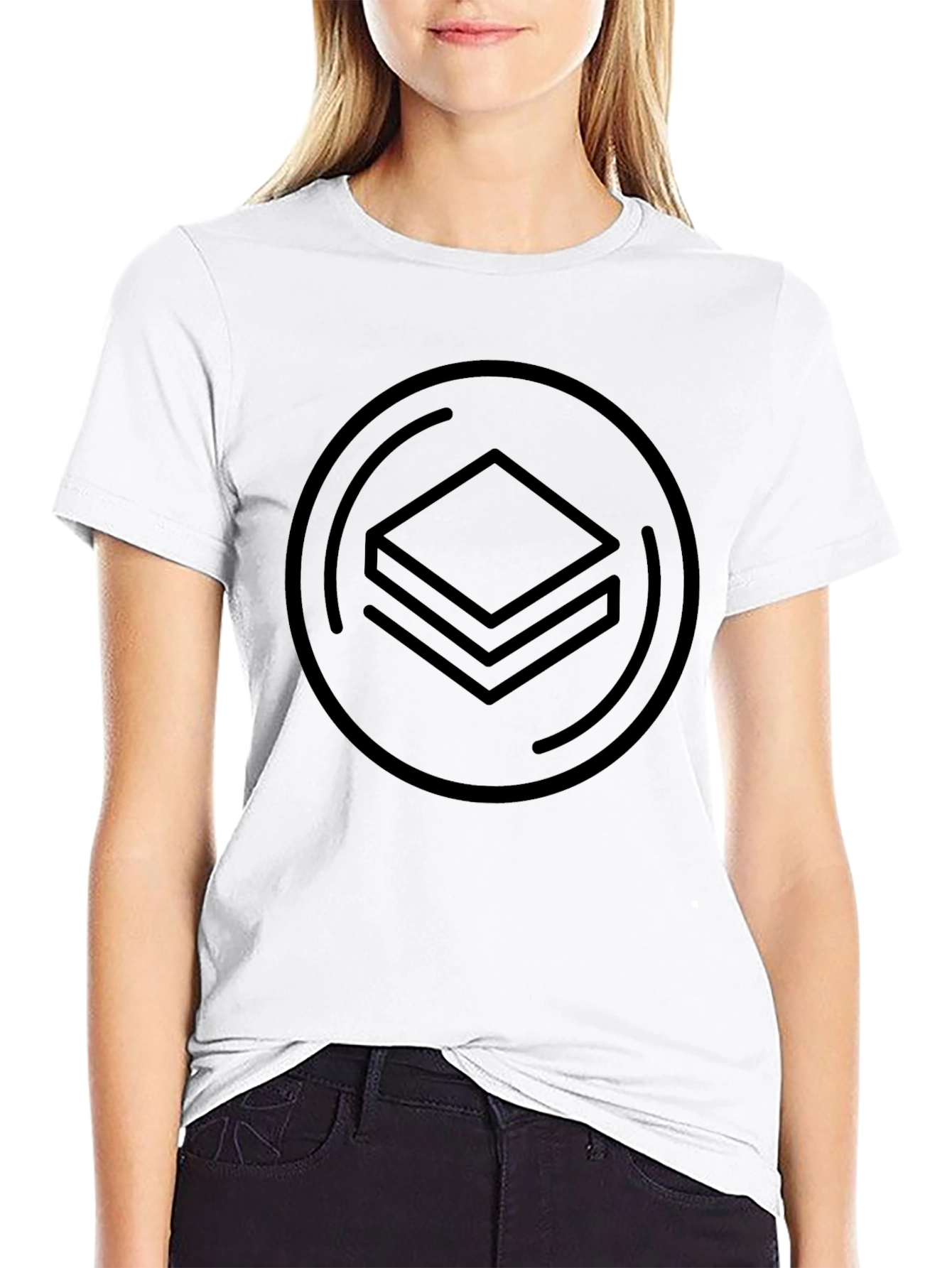 Minimalist Stacked Squares Graphic Tee - Black