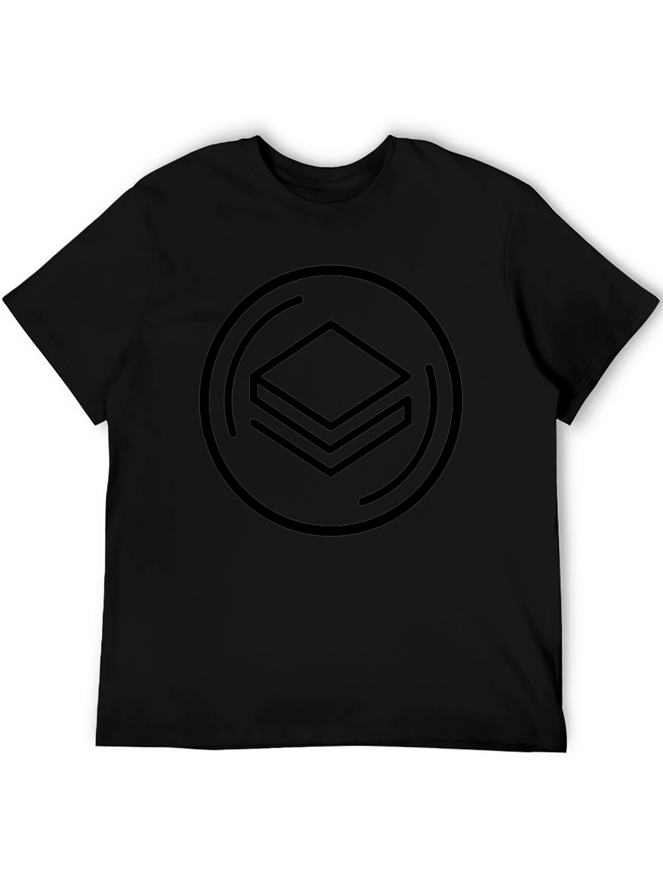 Minimalist Stacked Squares Graphic Tee - Black