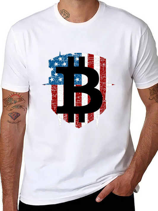 Bitcoin American Flag Graphic T-Shirt