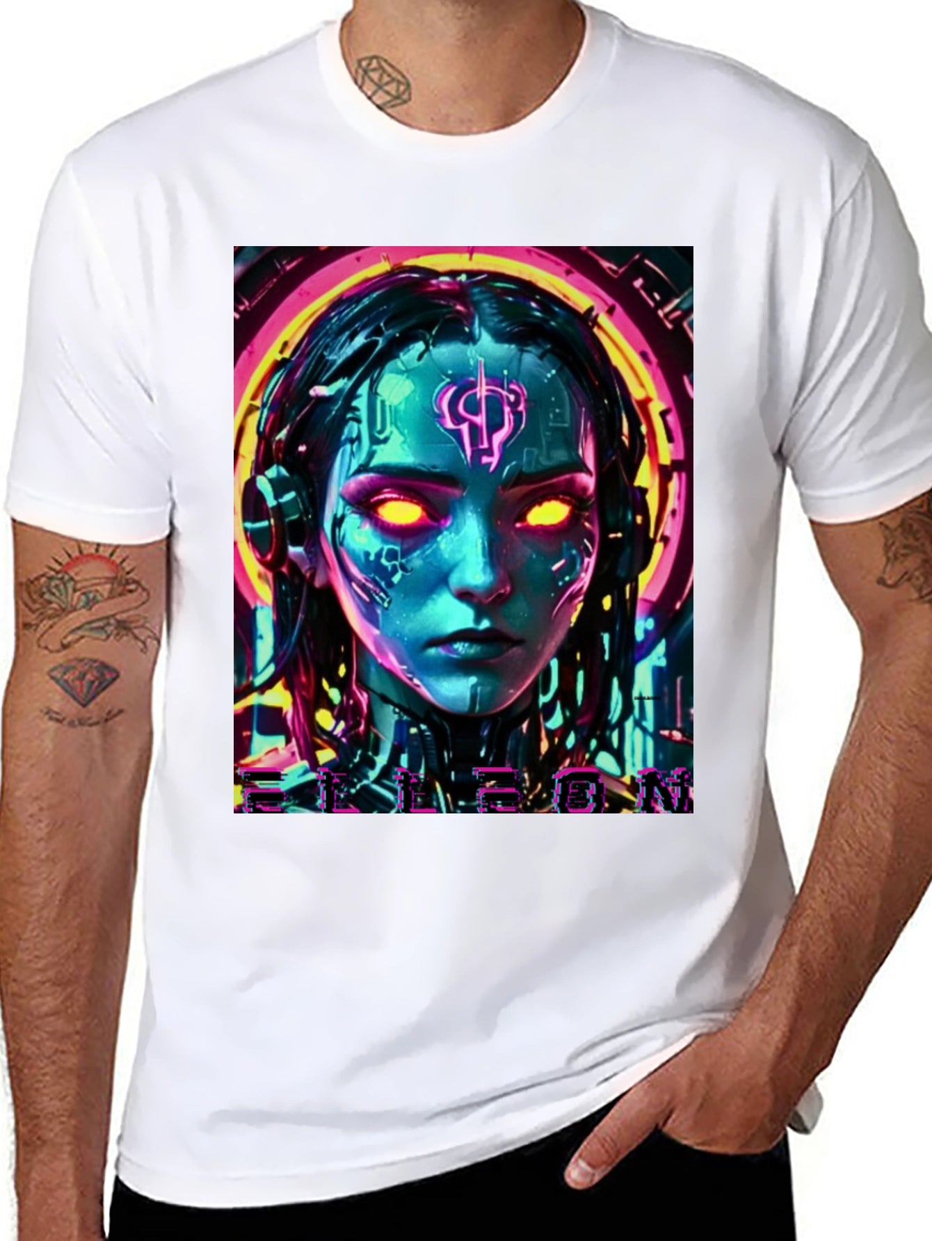 Cyberpunk Girl Tee - Sci-Fi Neon Design T-Shirt