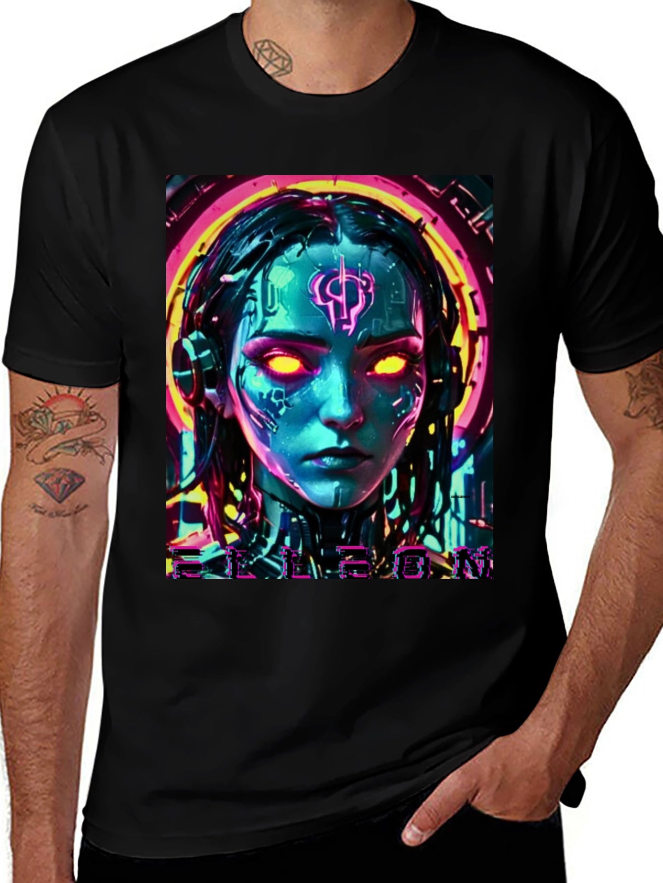 Cyberpunk Girl Tee - Sci-Fi Neon Design T-Shirt