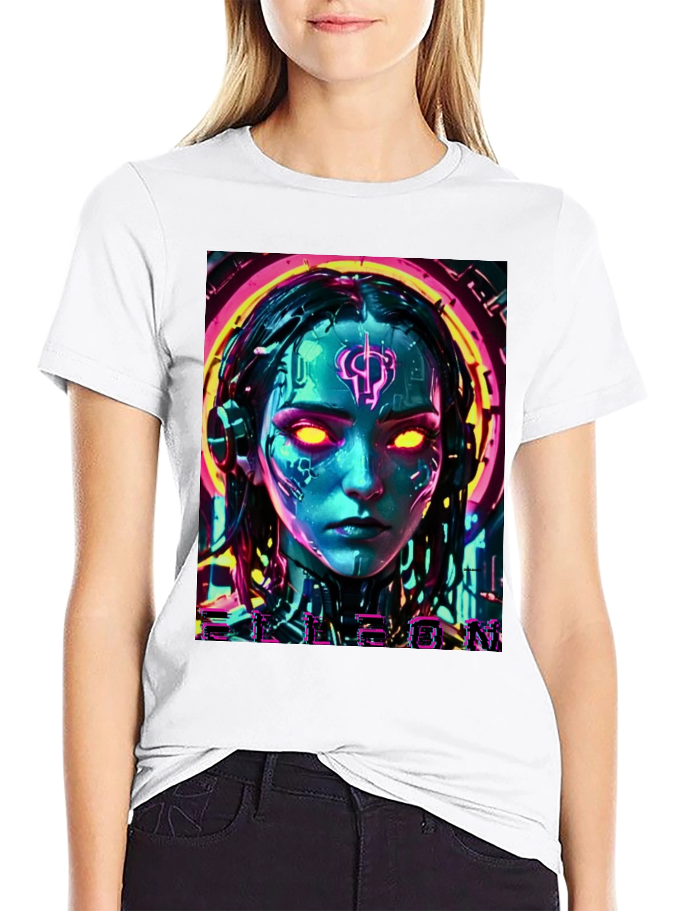 Cyberpunk Girl Tee - Sci-Fi Neon Design T-Shirt