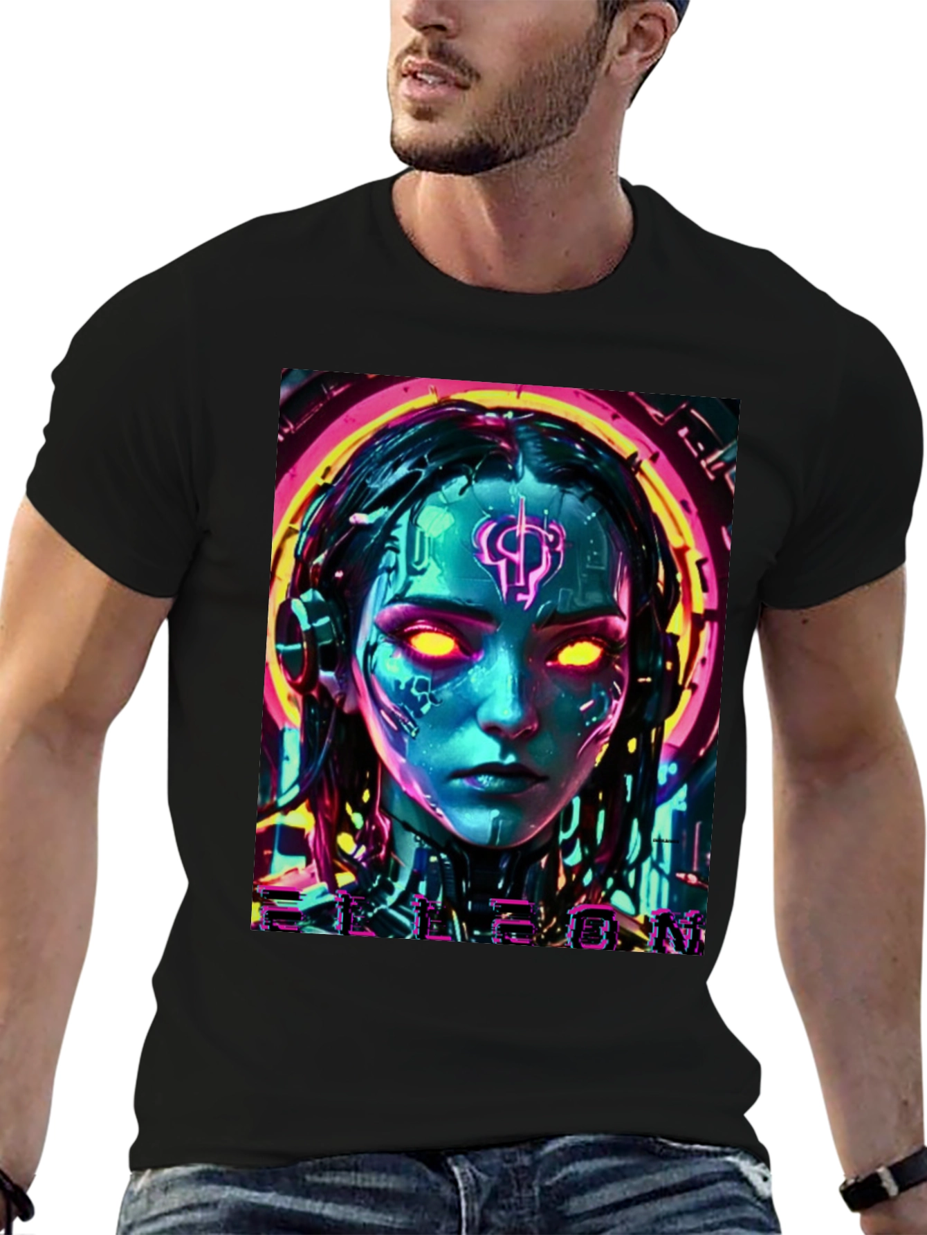 Cyberpunk Girl Tee - Sci-Fi Neon Design T-Shirt