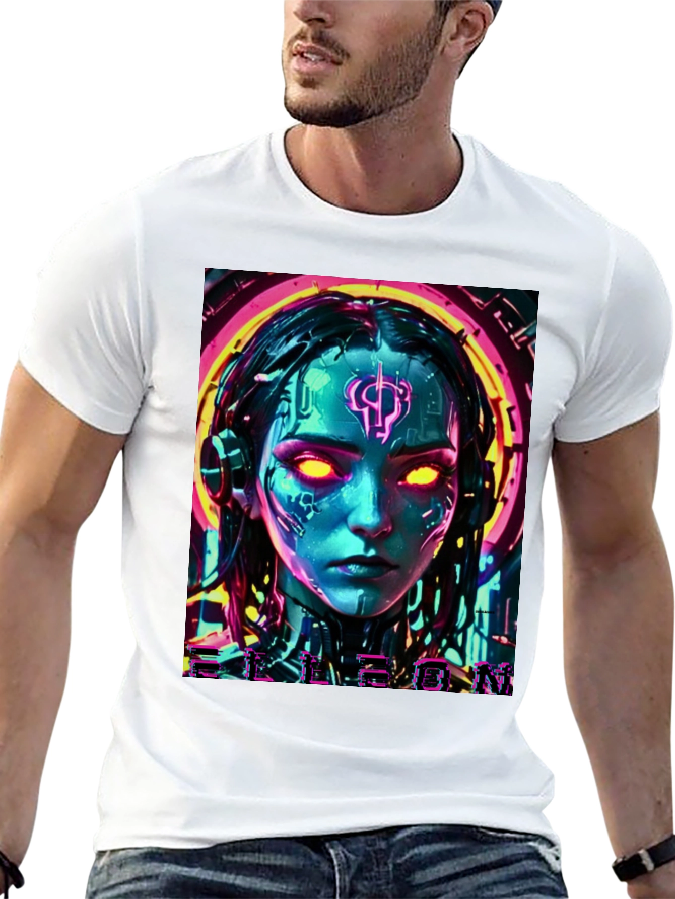 Cyberpunk Girl Tee - Sci-Fi Neon Design T-Shirt