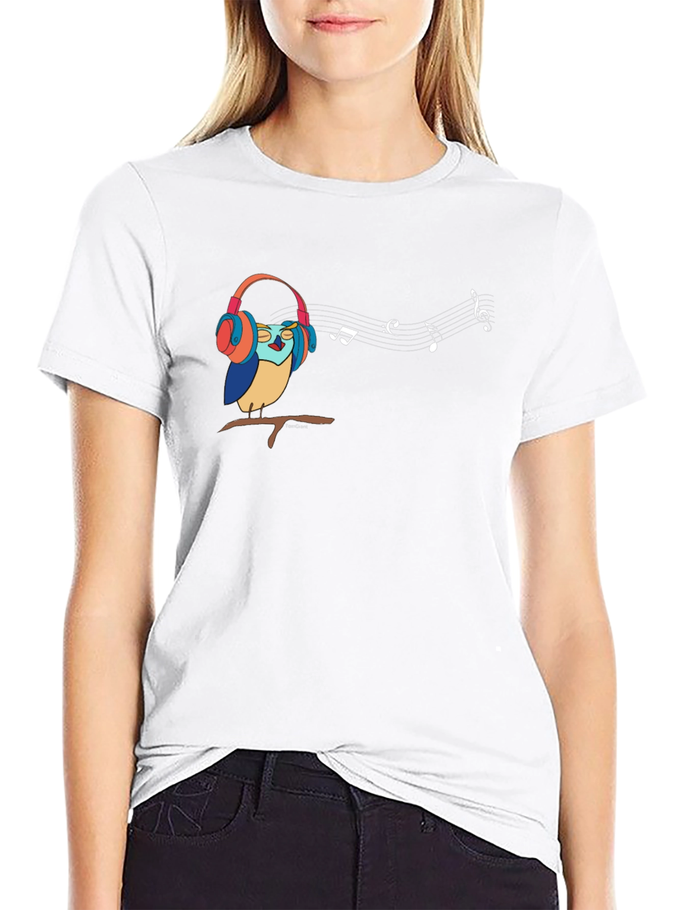 Owl in Headphones Graphic T-Shirt - Music Lover Tee