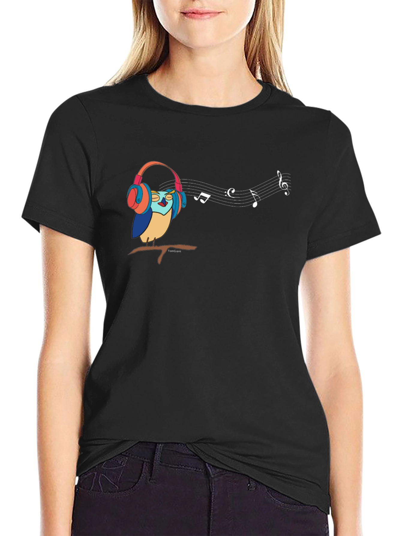 Owl in Headphones Graphic T-Shirt - Music Lover Tee