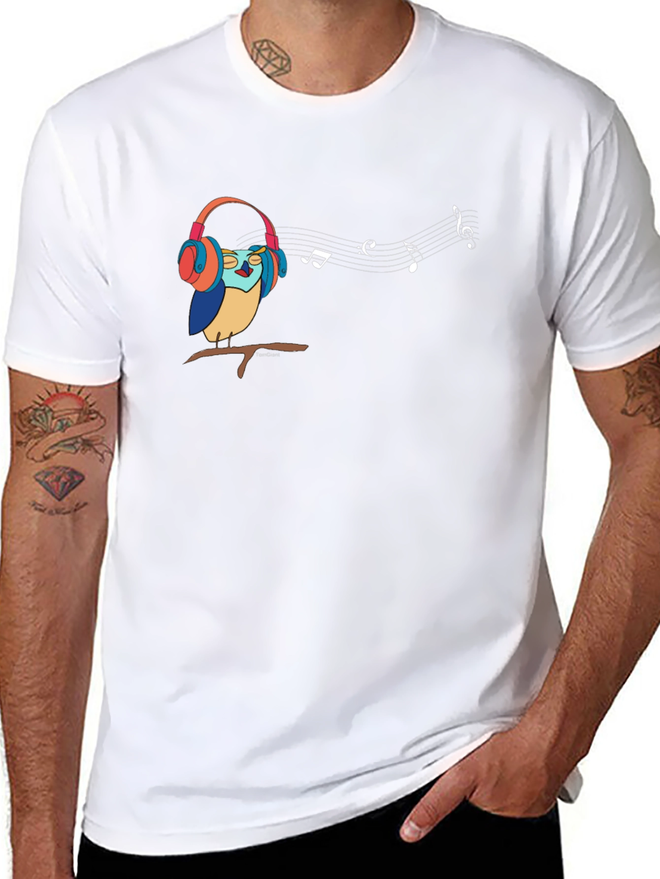 Owl in Headphones Graphic T-Shirt - Music Lover Tee