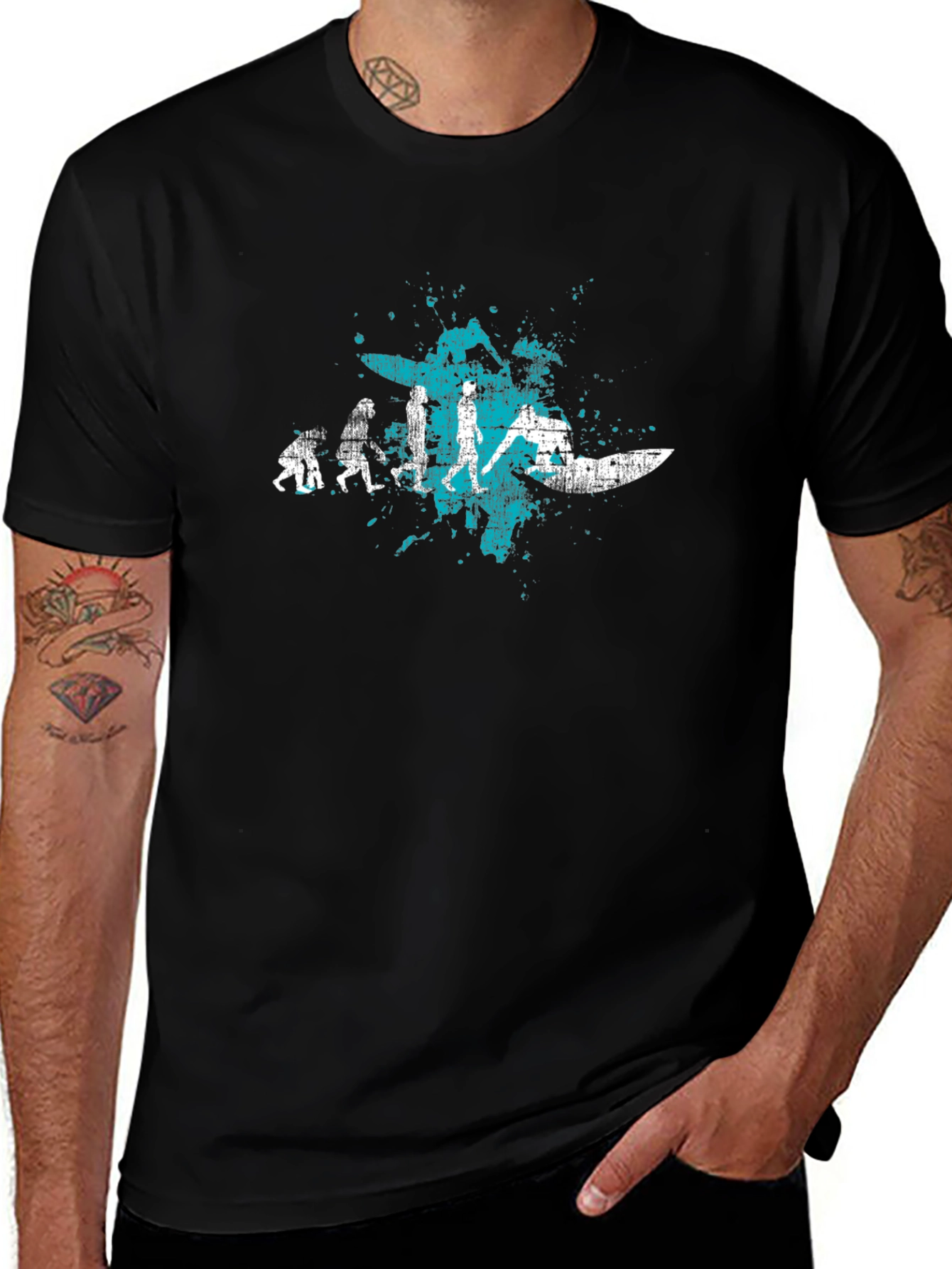 Evolution of Surfing T-Shirt | Black Tee