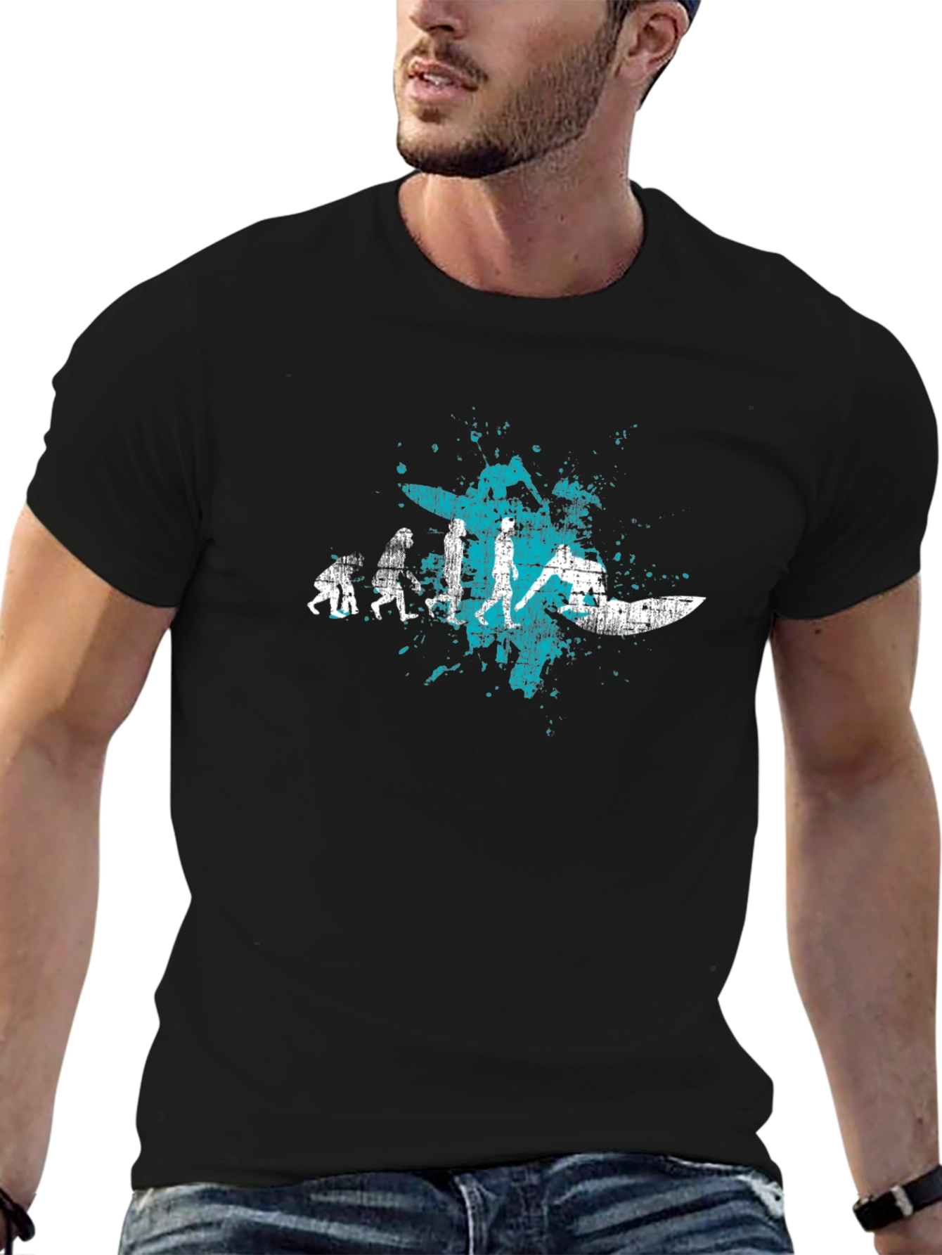 Evolution of Surfing T-Shirt | Black Tee