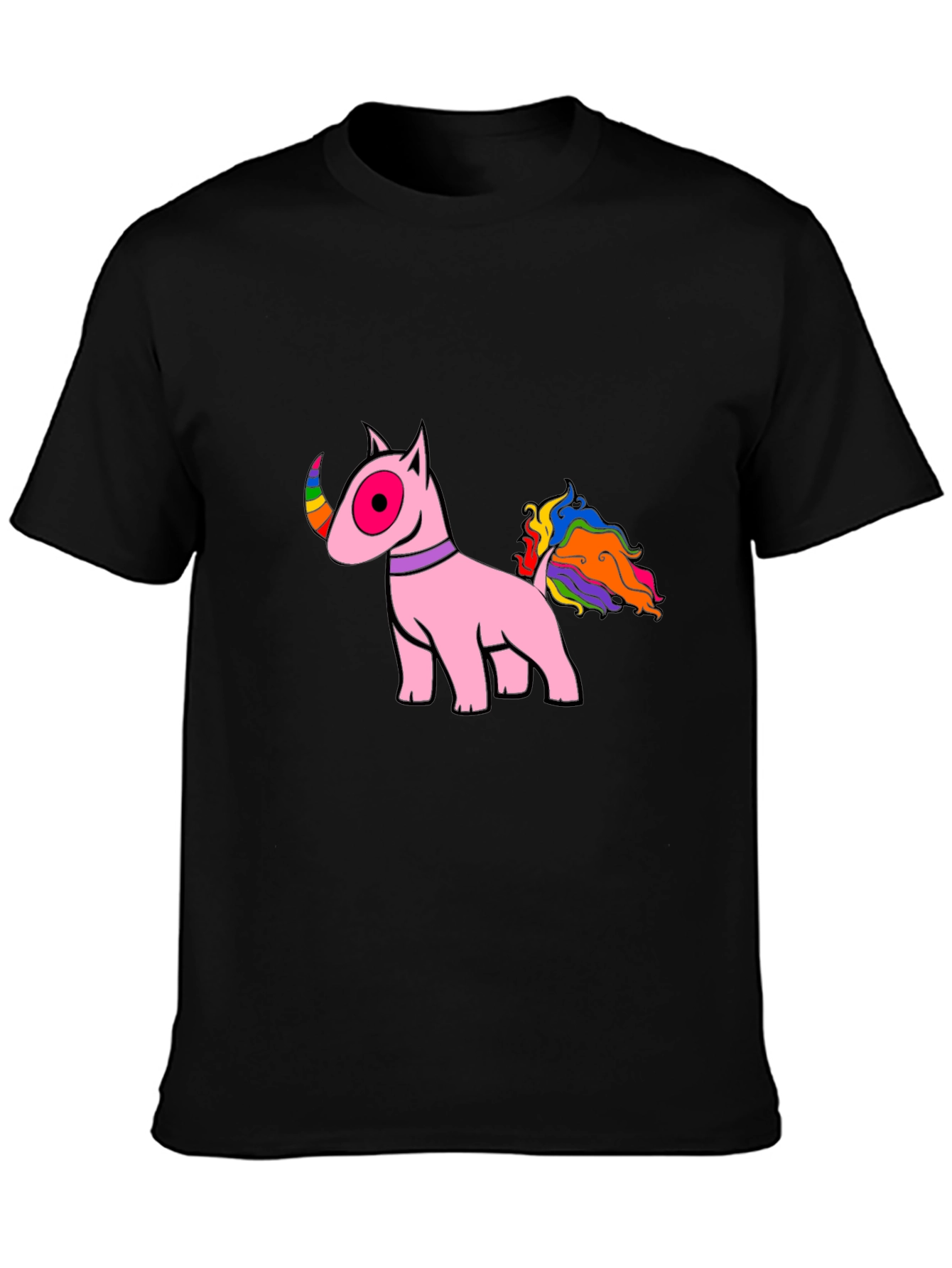 Pink Bull Terrier Rainbow Tail T-Shirt