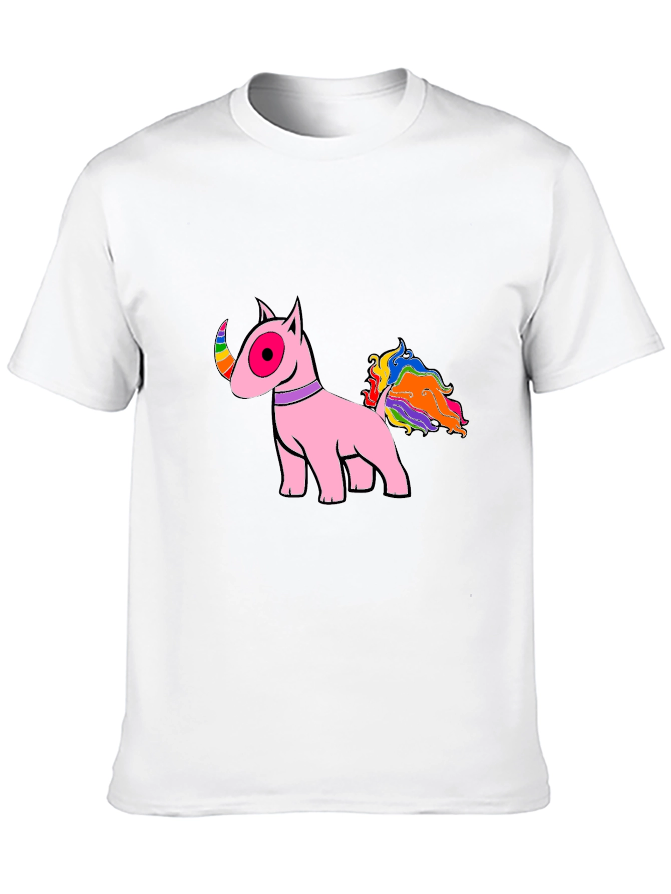 Pink Bull Terrier Rainbow Tail T-Shirt