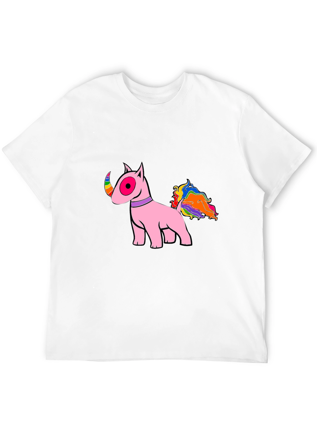Pink Bull Terrier Rainbow Tail T-Shirt