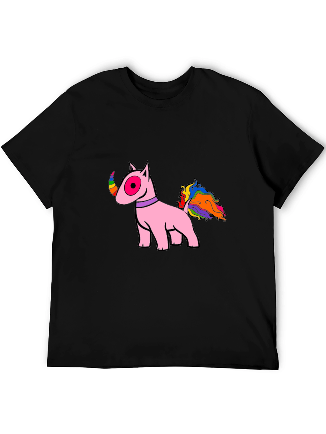 Pink Bull Terrier Rainbow Tail T-Shirt
