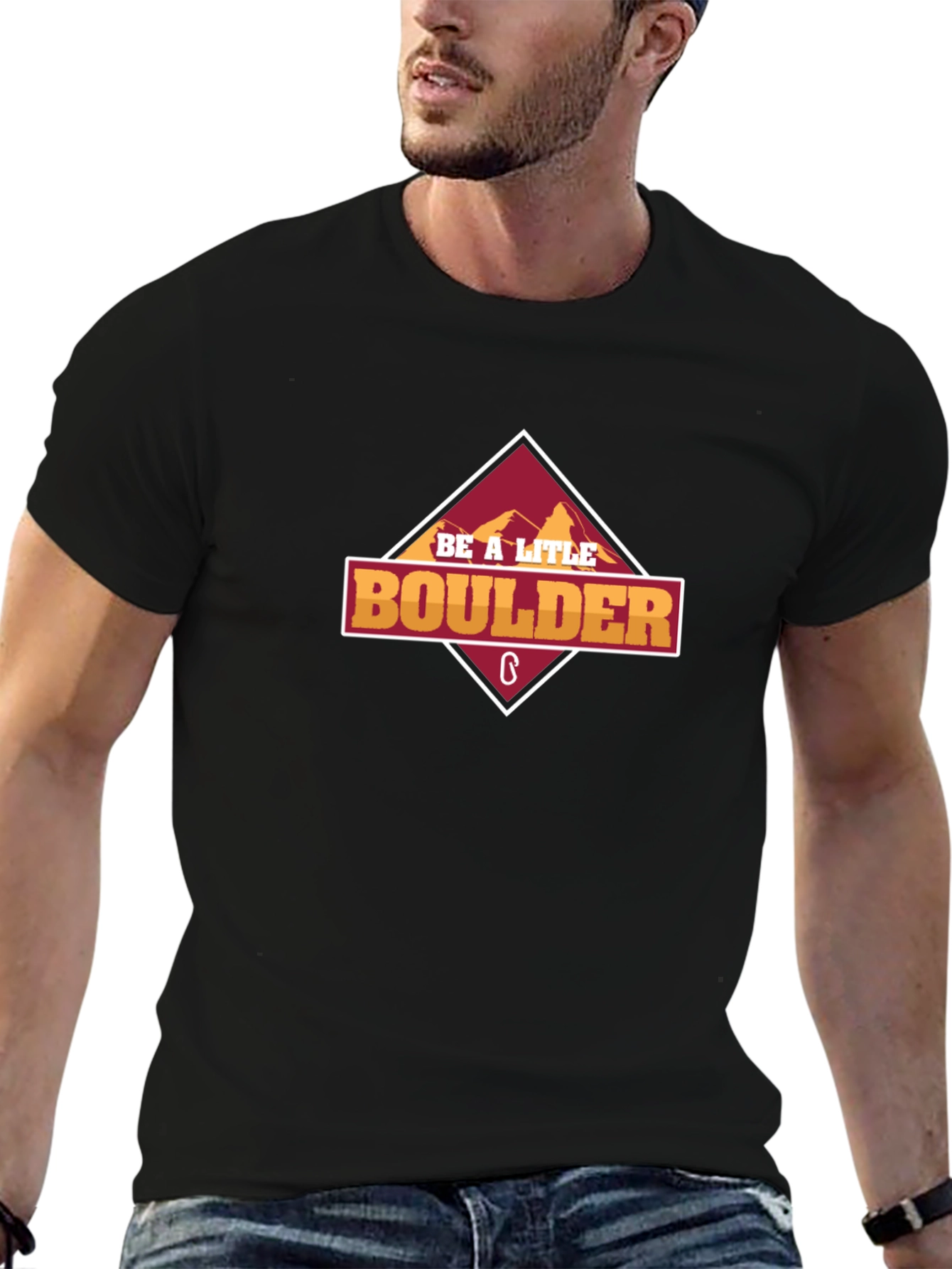 Be A Little Boulder Graphic T-Shirt - Black