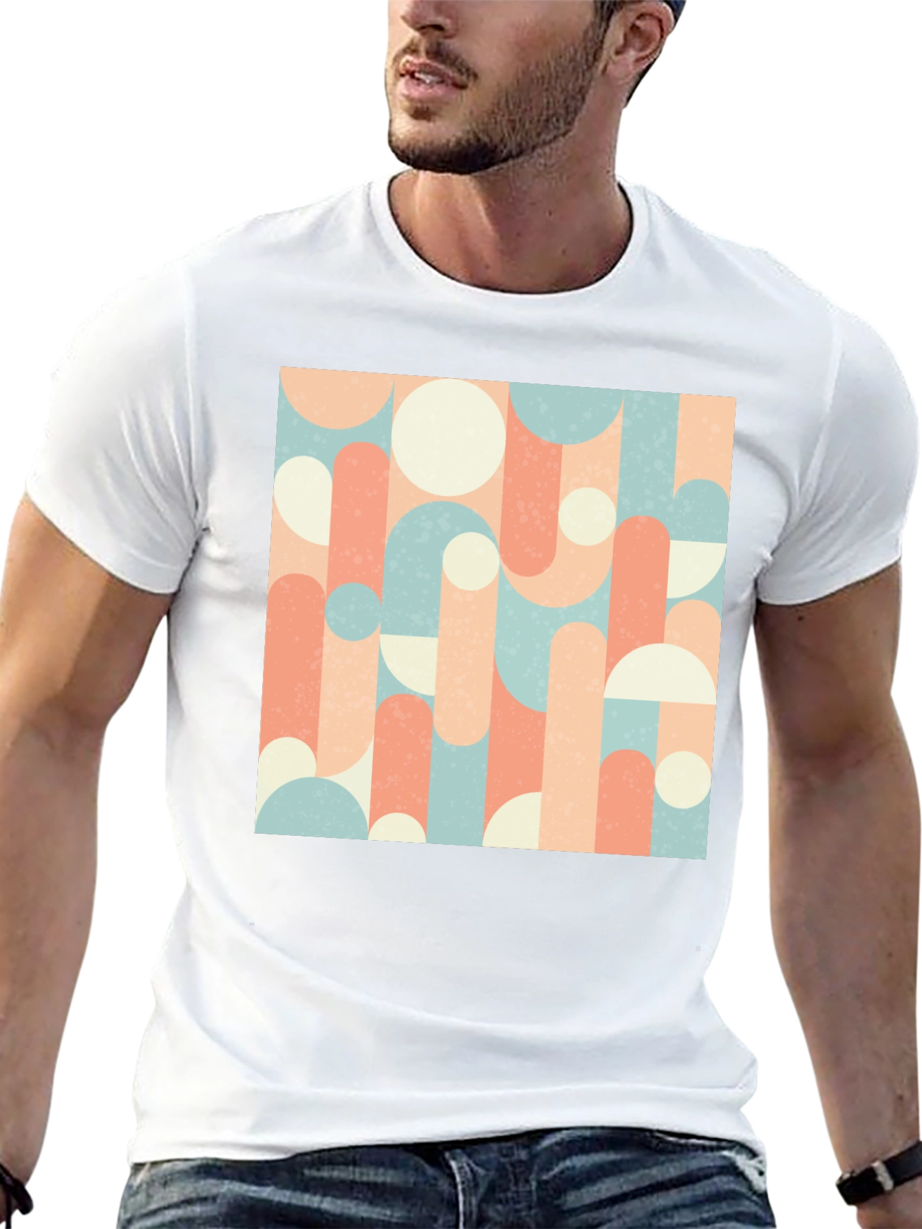 Retro Geometric Pattern Tee - Abstract Design T-Shirt
