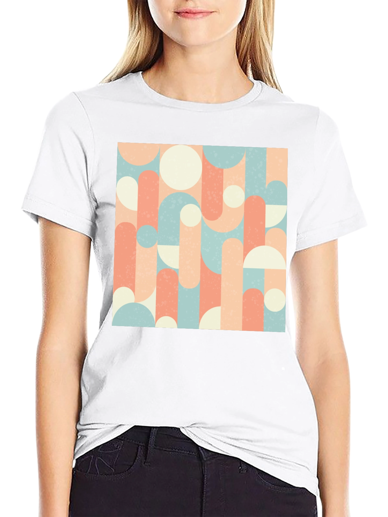 Retro Geometric Pattern Tee - Abstract Design T-Shirt
