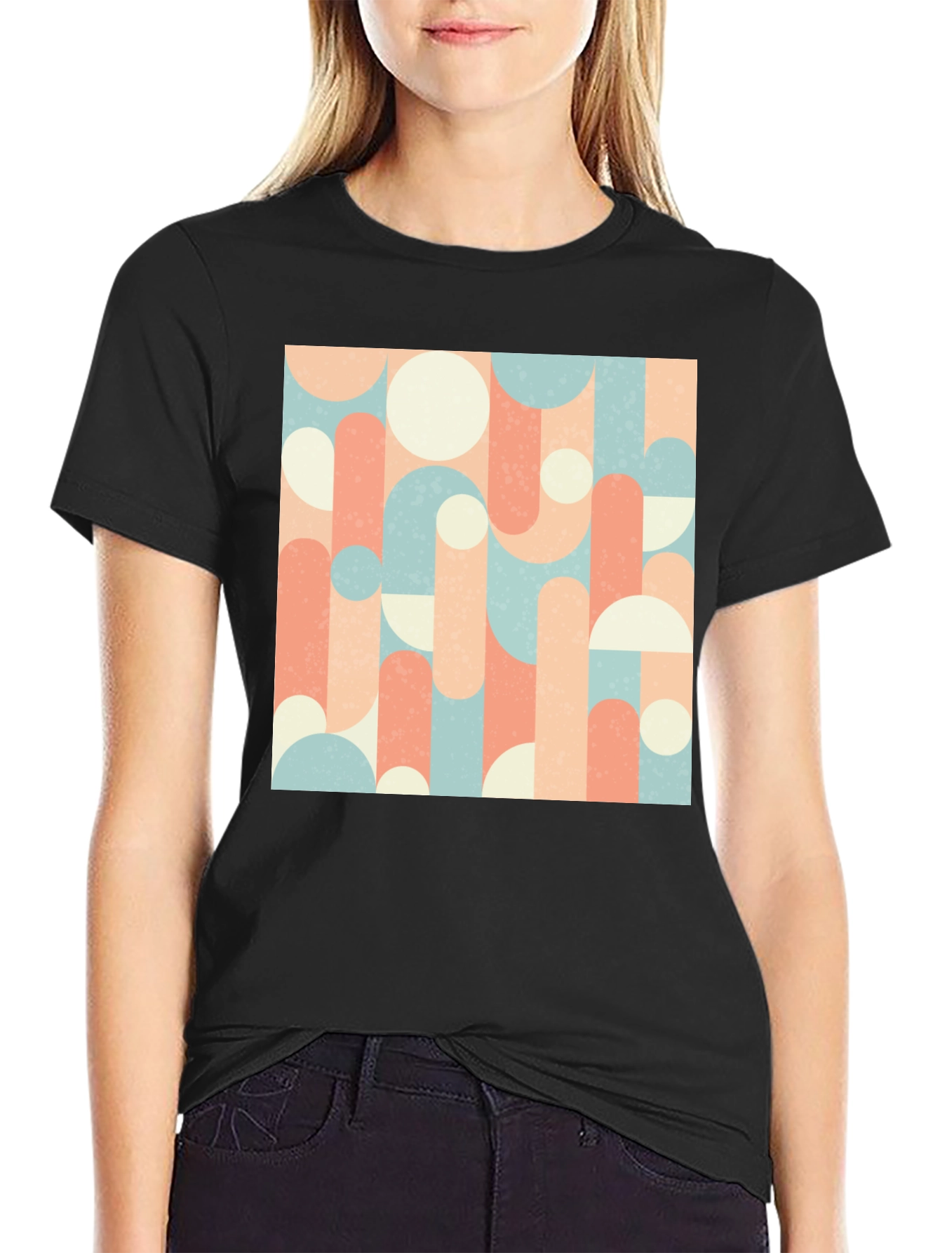 Retro Geometric Pattern Tee - Abstract Design T-Shirt