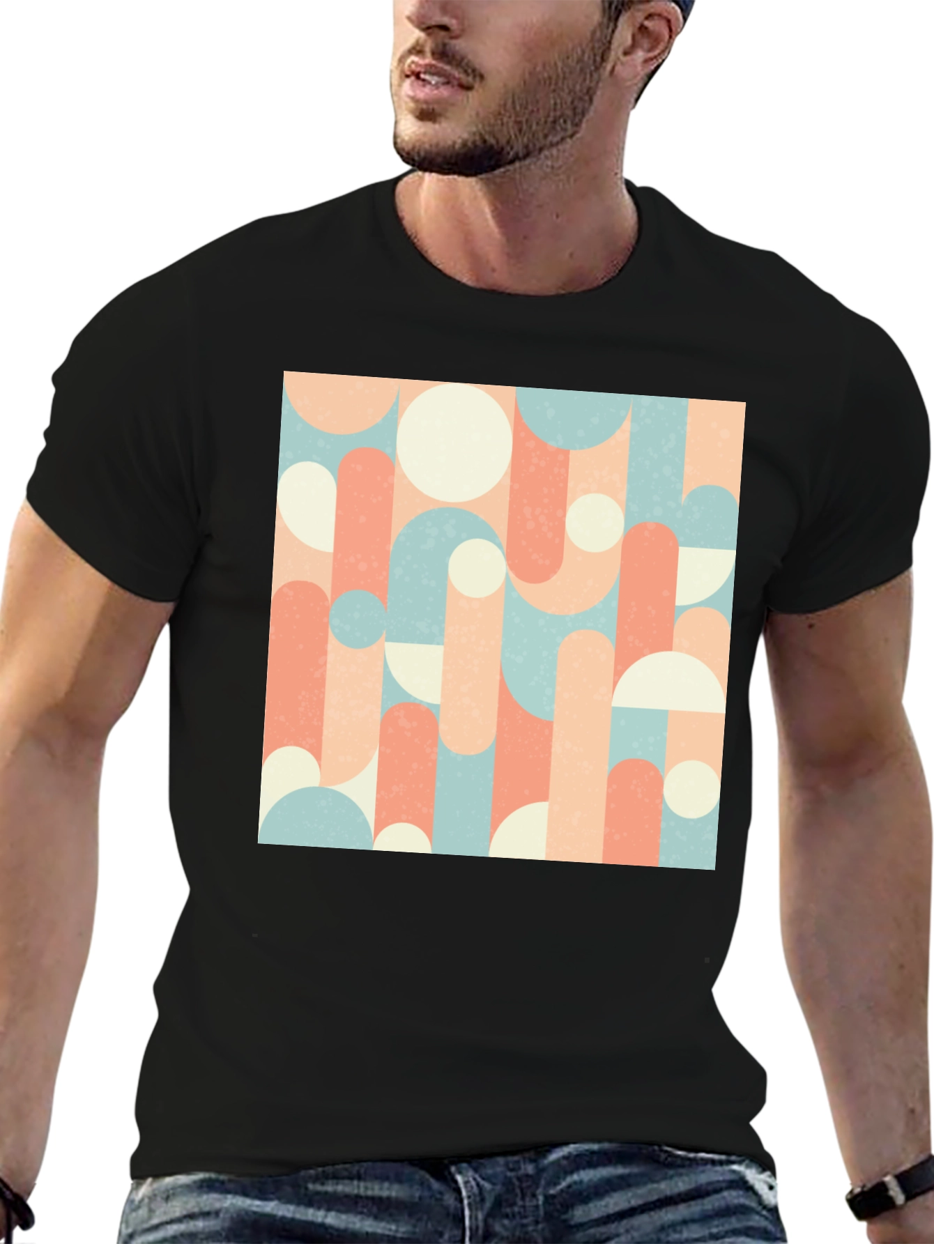 Retro Geometric Pattern Tee - Abstract Design T-Shirt