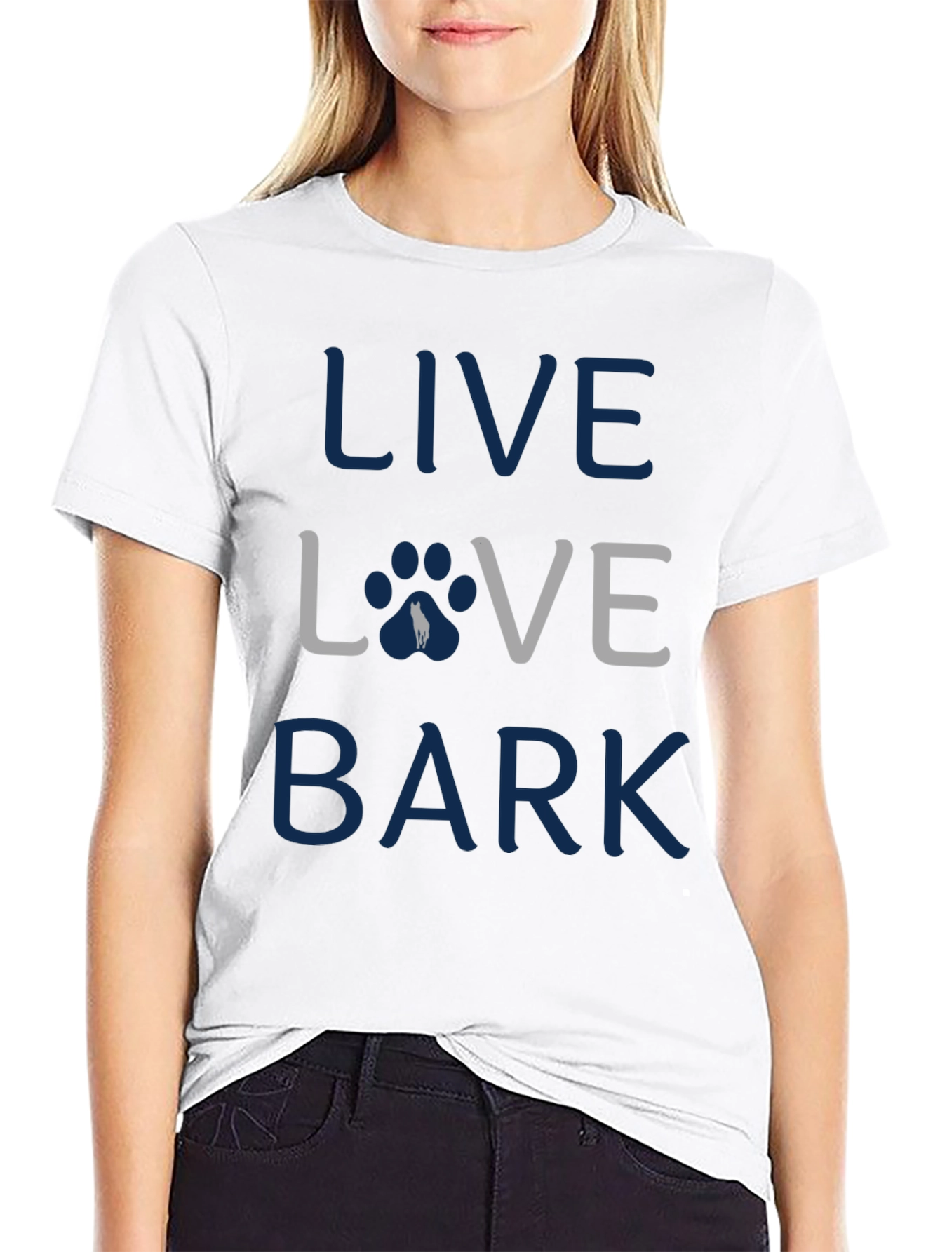 Live Love Bark T-Shirt - Dog Paw Design