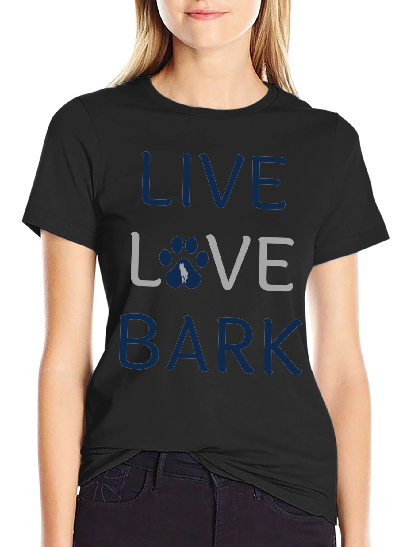 Live Love Bark T-Shirt - Dog Paw Design
