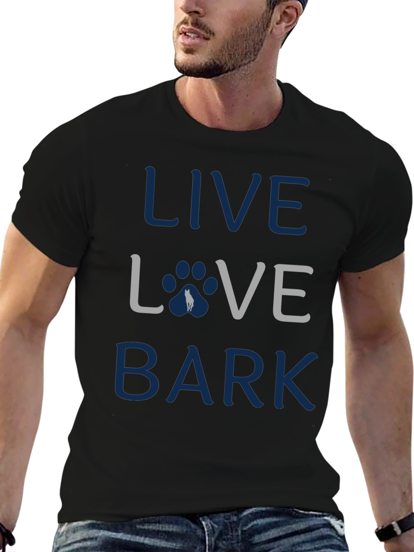 Live Love Bark T-Shirt - Dog Paw Design
