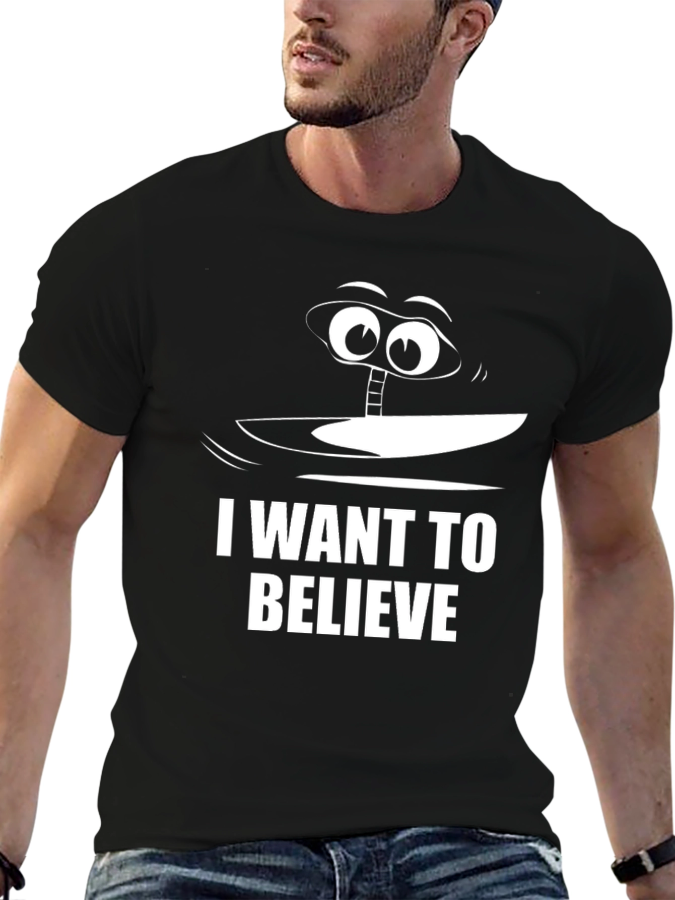 I Want To Believe UFO Black Graphic T-Shirt