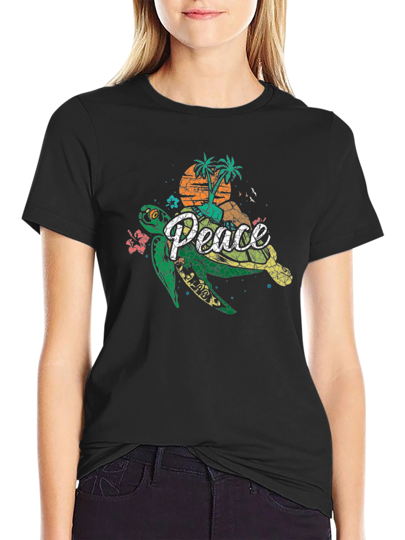 Peace Turtle Graphic T-Shirt
