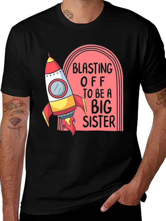 Blasting Off Big Sister Tee - Rocket Design