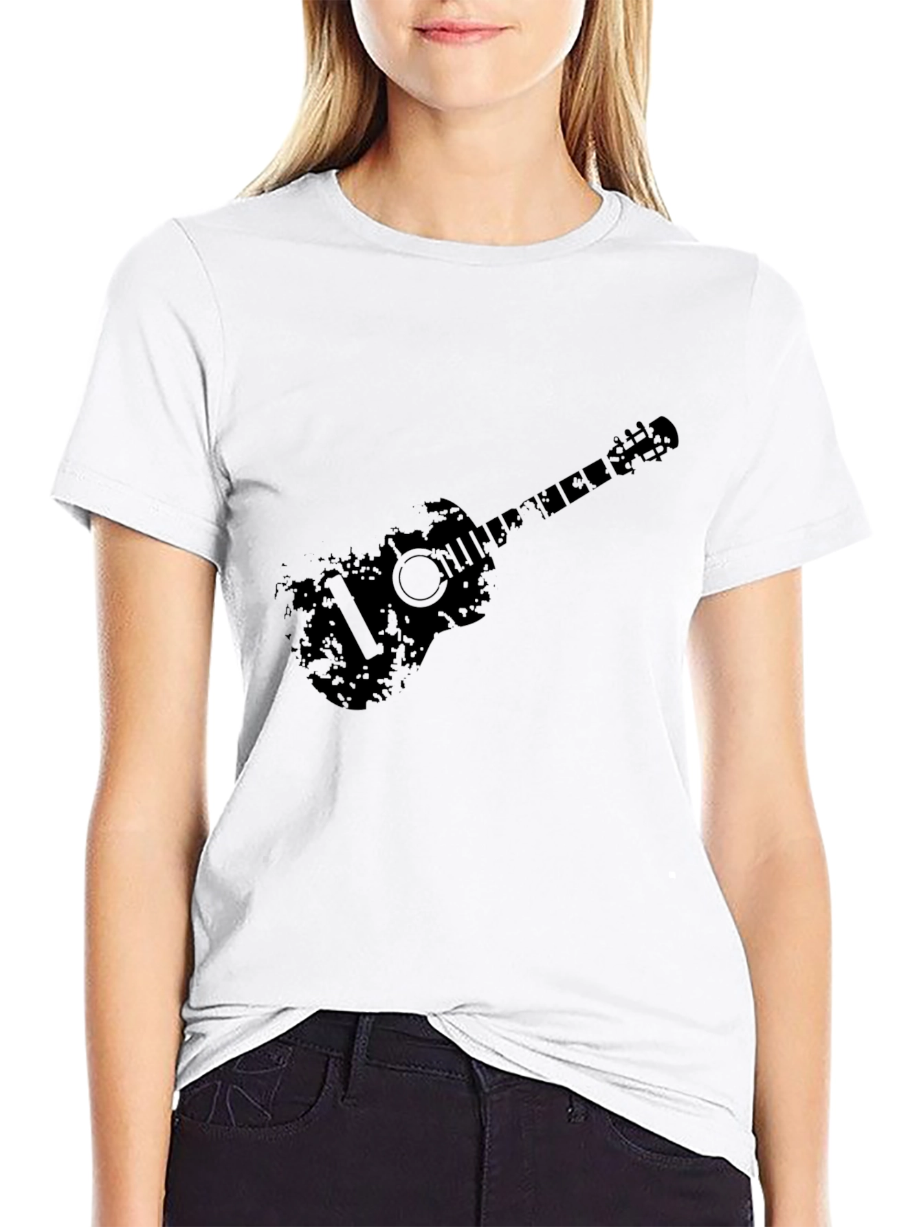 Distressed Guitar Graphic Black T-Shirt