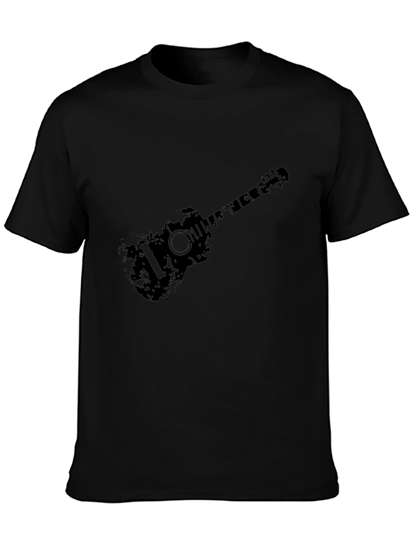 Distressed Guitar Graphic Black T-Shirt