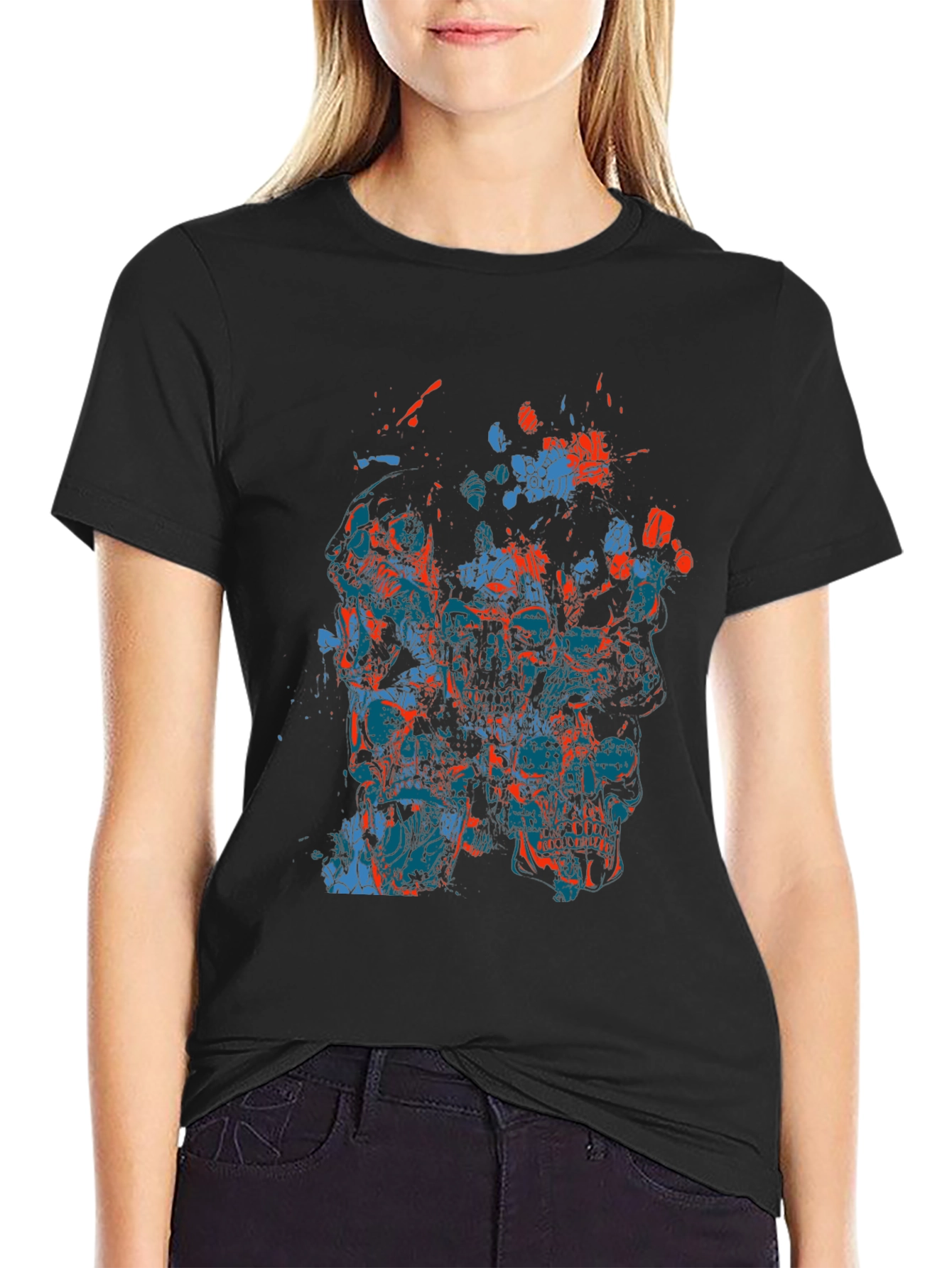 Abstract Skull Graphic Mens Black T-Shirt