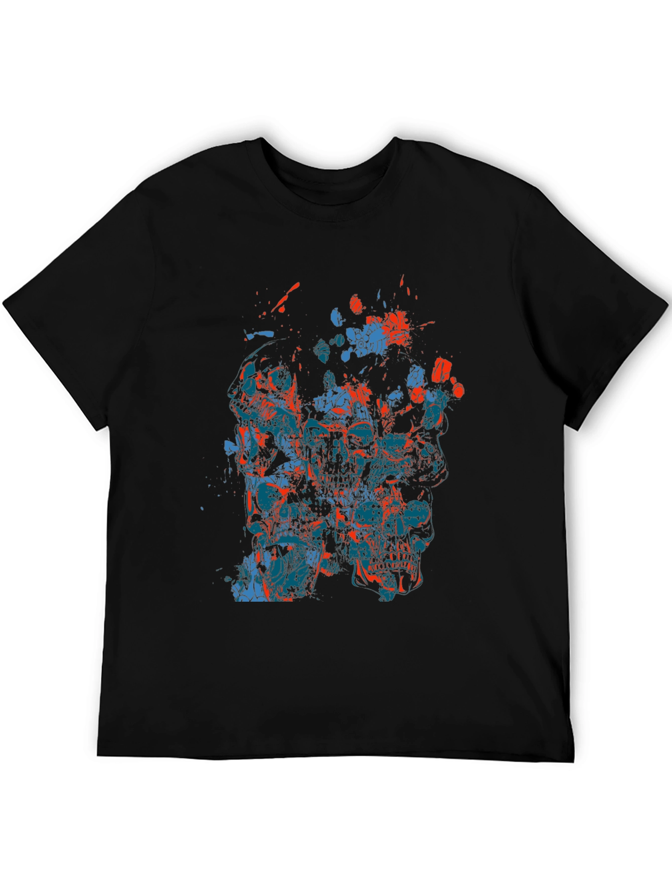 Abstract Skull Graphic Mens Black T-Shirt