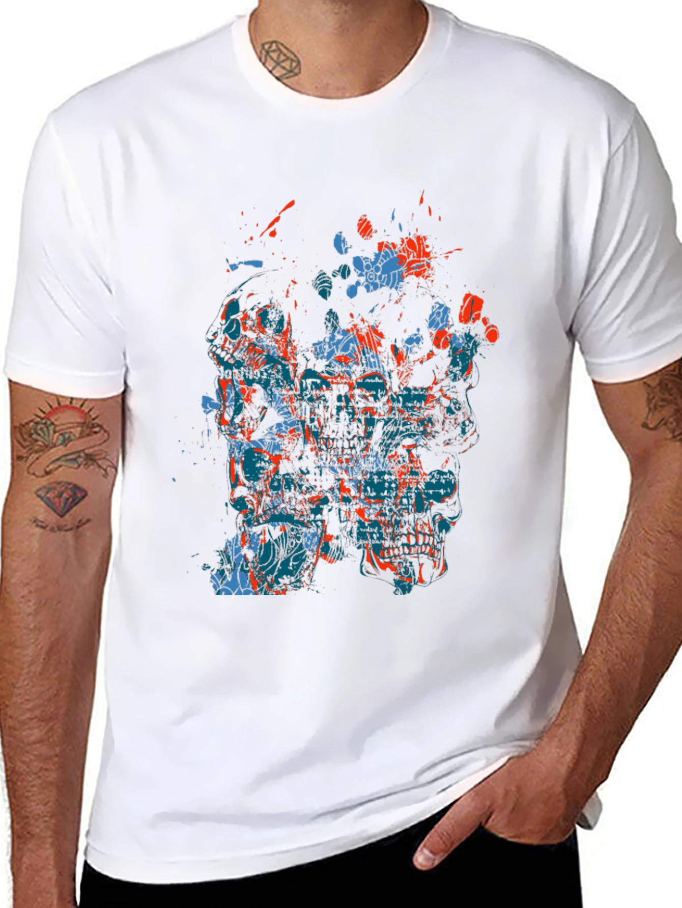 Abstract Skull Graphic Mens Black T-Shirt