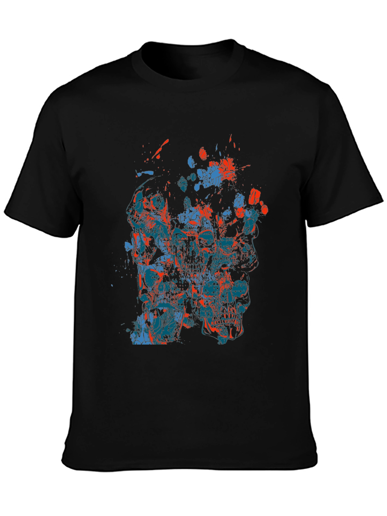 Abstract Skull Graphic Mens Black T-Shirt