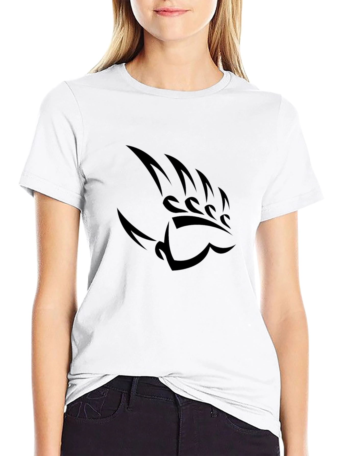 Black T-Shirt with Bear Claw Design