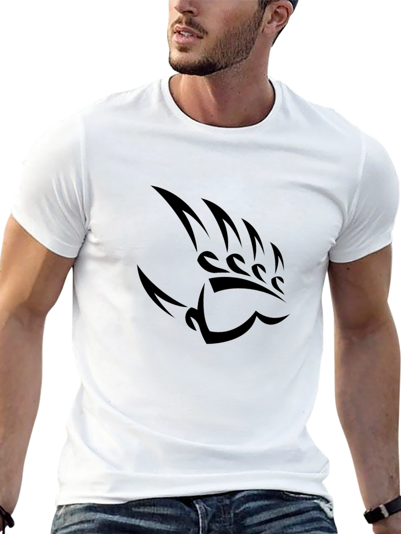 Black T-Shirt with Bear Claw Design