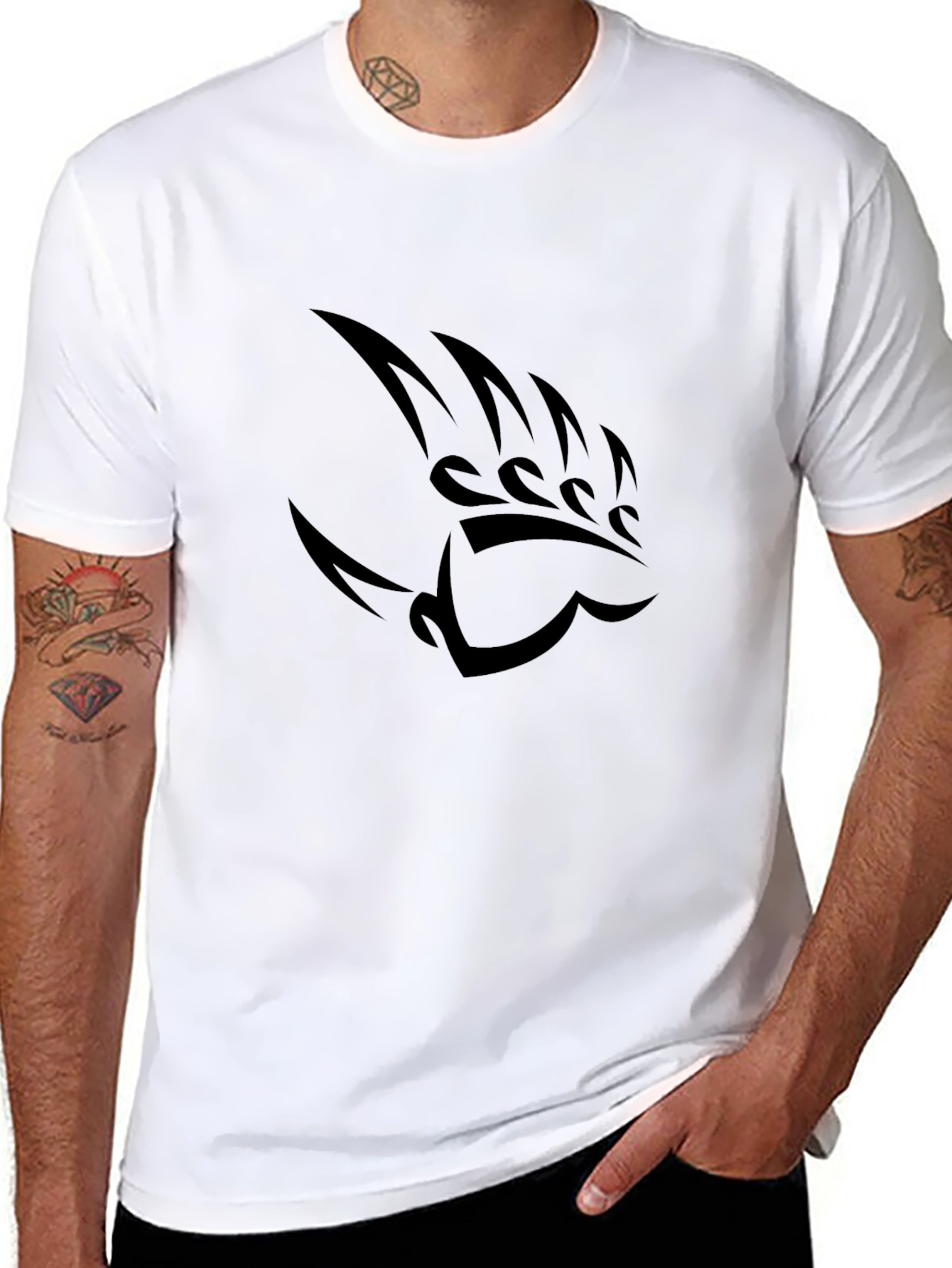 Black T-Shirt with Bear Claw Design
