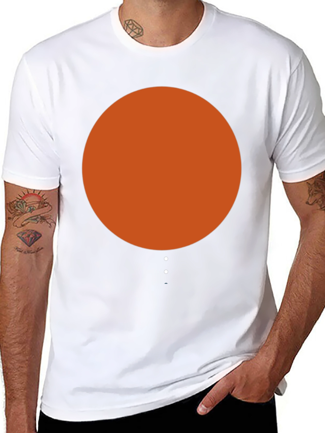 Minimalist Orange Circle Graphic Black T-Shirt
