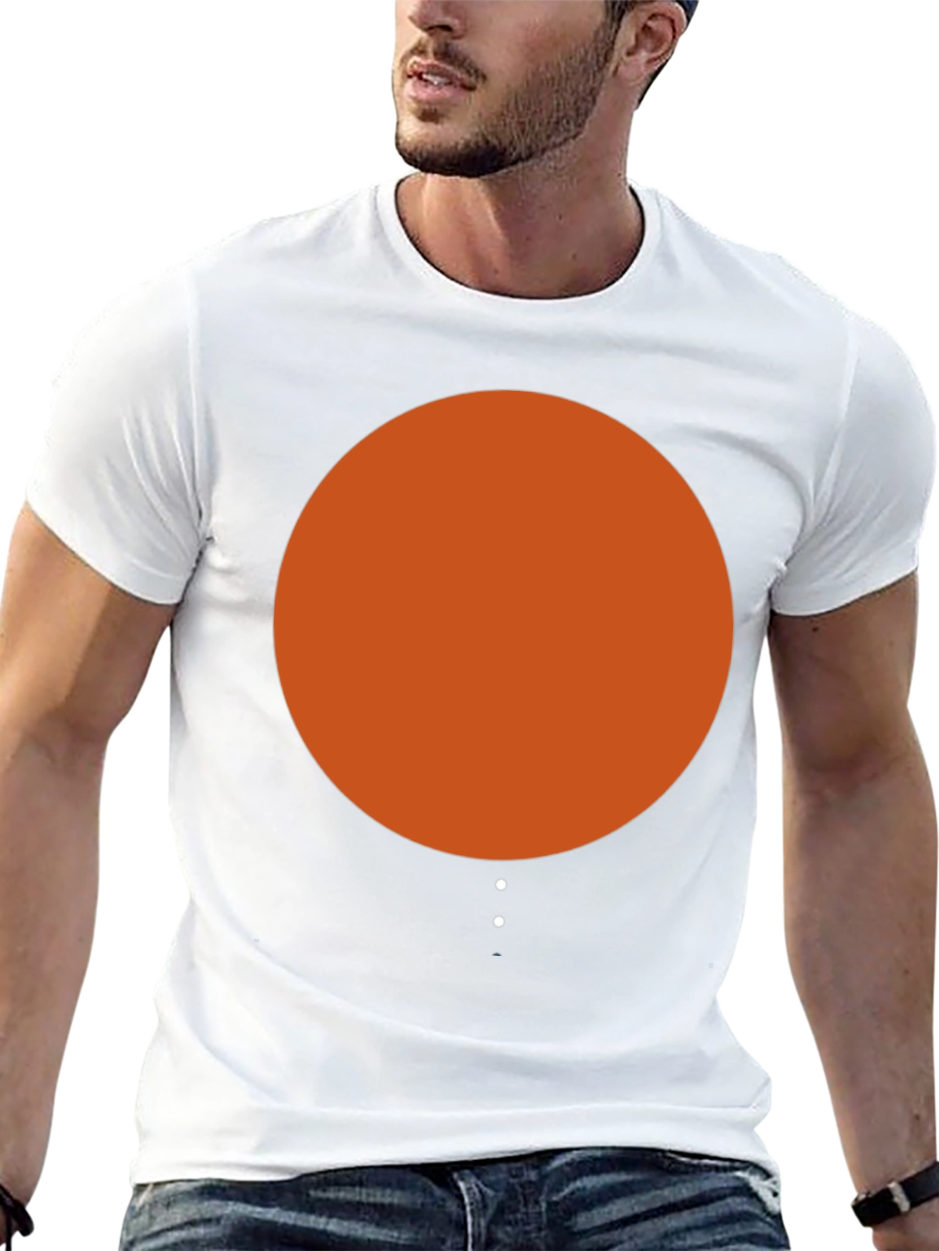 Minimalist Orange Circle Graphic Black T-Shirt
