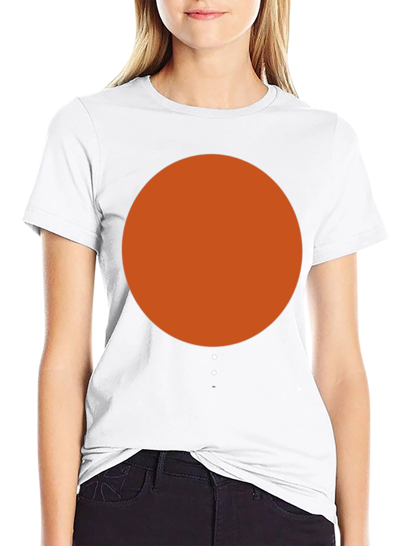 Minimalist Orange Circle Graphic Black T-Shirt